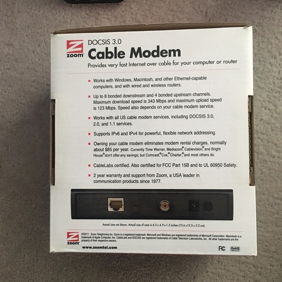 Zoom - DOCSIS 3.0 High-Speed Cable Modem - Black - Picture 2 of 3